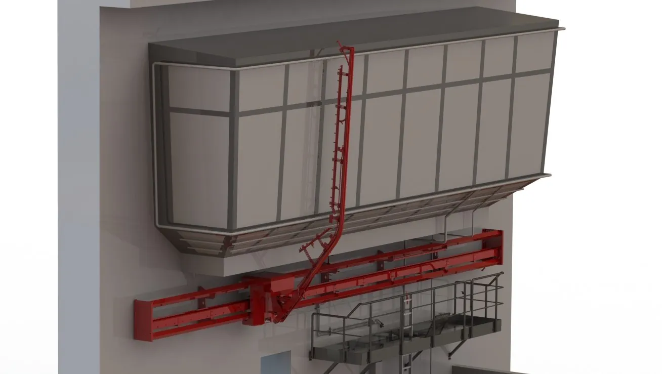 Scheibenreinigungsanlage am Müllbunker – 3D-Ansicht